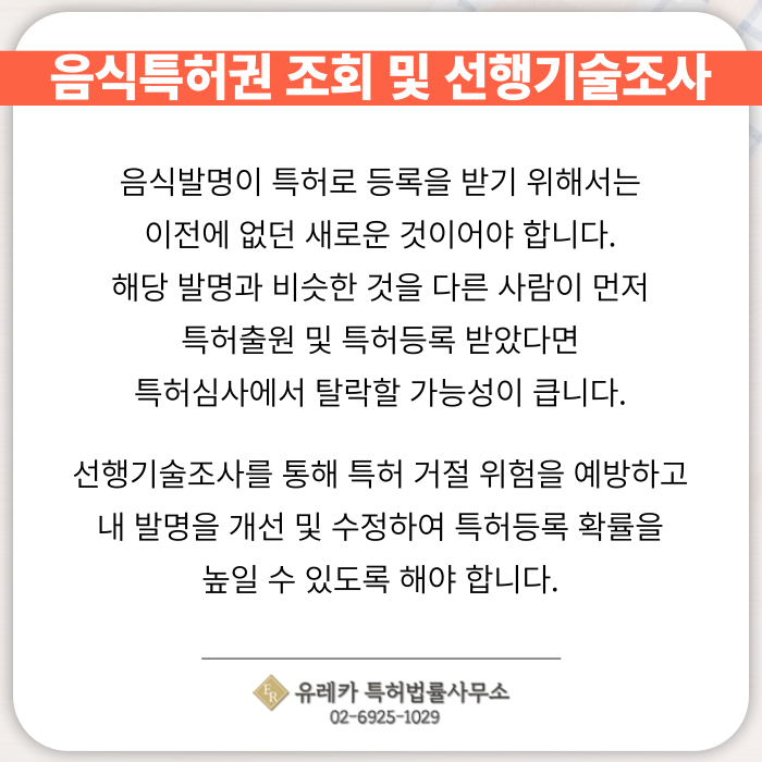 음식특허권-음식특허권 조회-선행기술조사